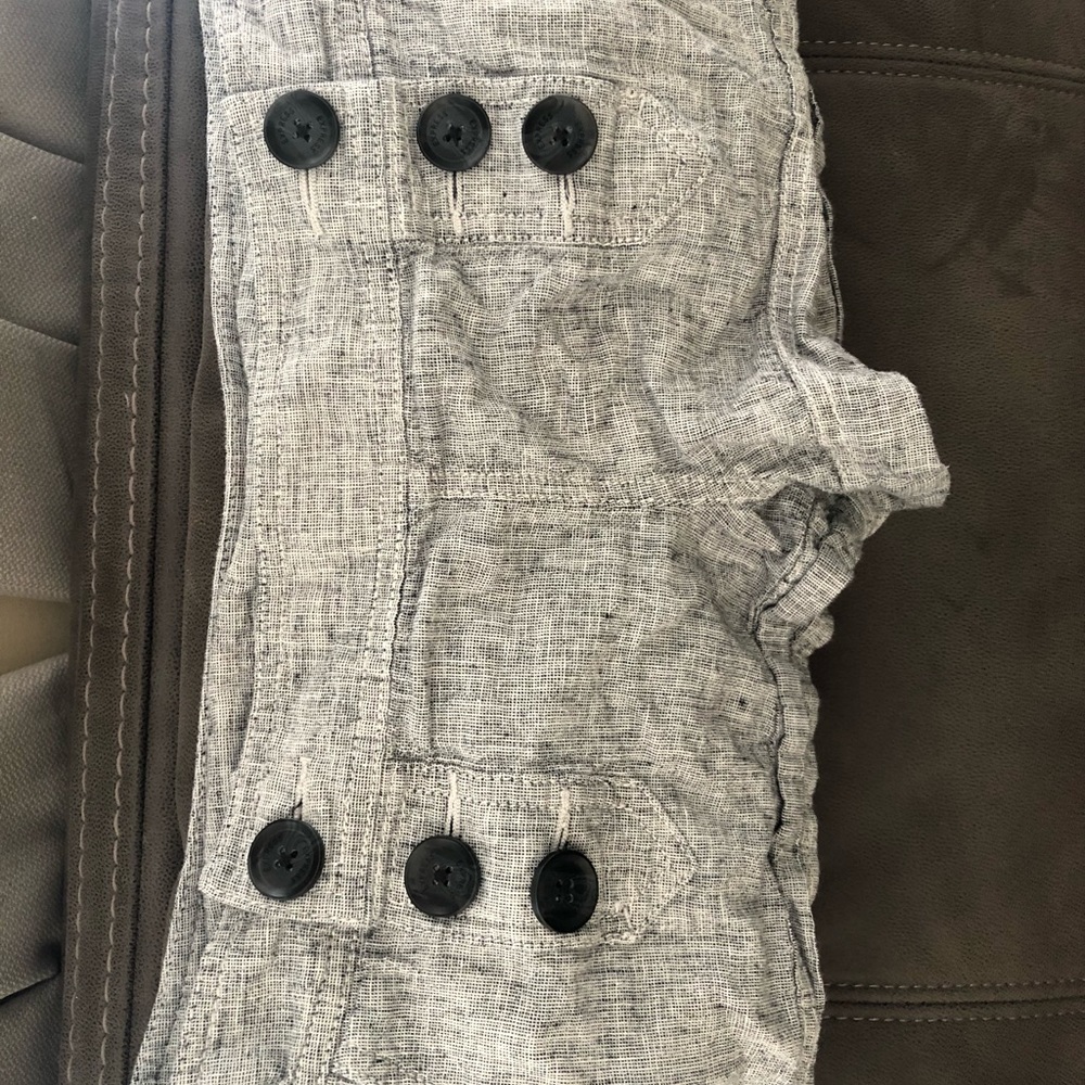 Black and white plaidish shorts. Super comfy!